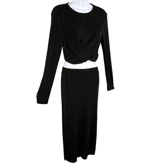 Sincerely Jules NWT Womens L Black Twist-Front Cropped Top Midi-Maxi Skirt Set - Picture 6 of 16